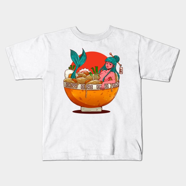 RAMEN MERMAID Kids T-Shirt by Chofy87